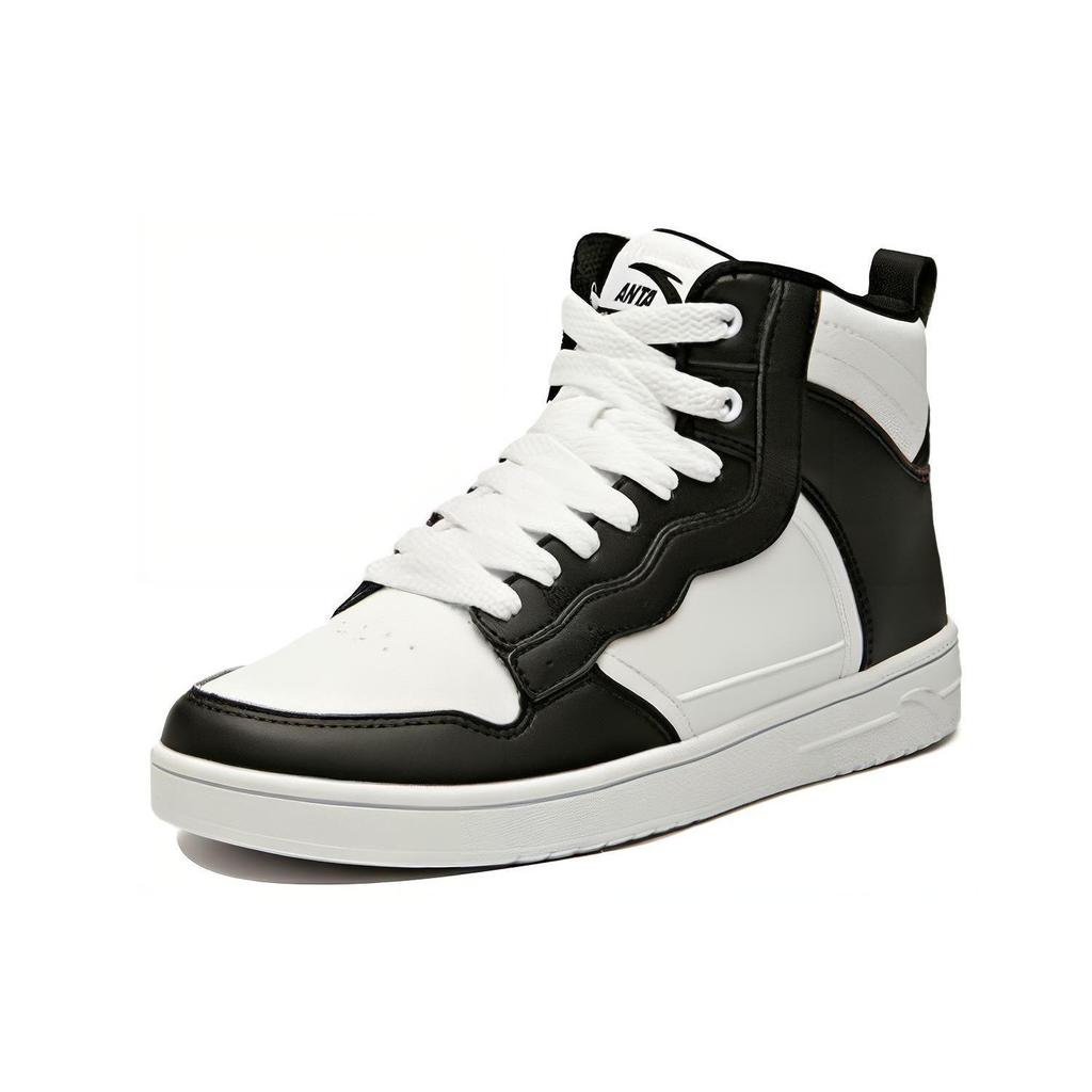 Anta Life Collection Synthetic Leather Slip Resistant Cushioning High Top Skateboard Shoes Women's White Black 92948088-6