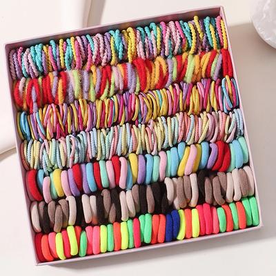 100/200 Stück Mädchen Buntes Haargummi Set Nylon Elastisches Gummiband Kinder Pferdeschwanzhalter Scrunchies Kinder Haarschmuck