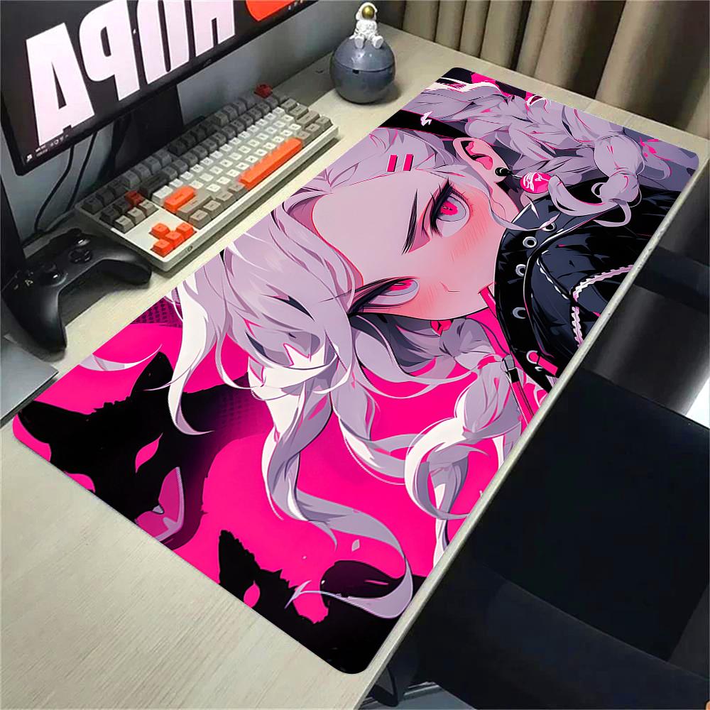 Girls and Cat Xxl Mouse Pad 900x400 Kawaii Anime Girl Deskmat Pc Gaming Accessories Computer Offices Non-slip Mousepad Keyboard