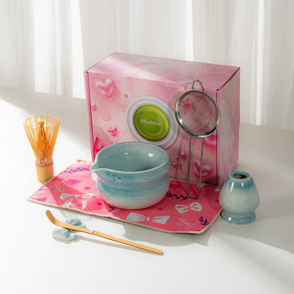 Japanese Matcha Set With Bow Pattern, Matcha Whisking Tools, Tea Set Accessories, Multiple Styles Available, Gift