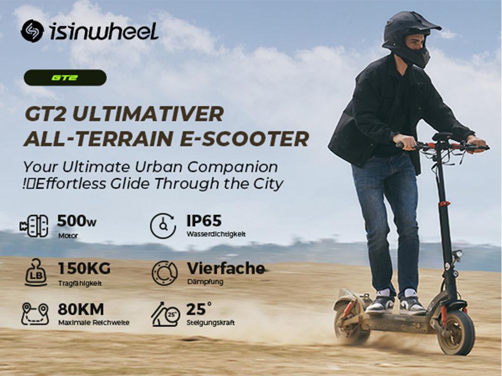 Elektroroller Faltbarer Isinwheel GT2 Straßenzulassung 500W Motor 20Km/h Höchstgeschwindigkeit 48V 15AH 80Km Reichweite Neu