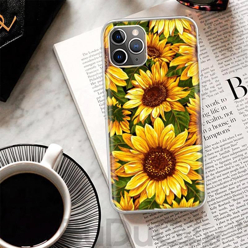 Beauty Yellow Sunflower Print Cover For iPhone 16 15 14 13 12 11 Pro Max Apple Phone Case X XS 7 Plus 8 + Art Customized Print S