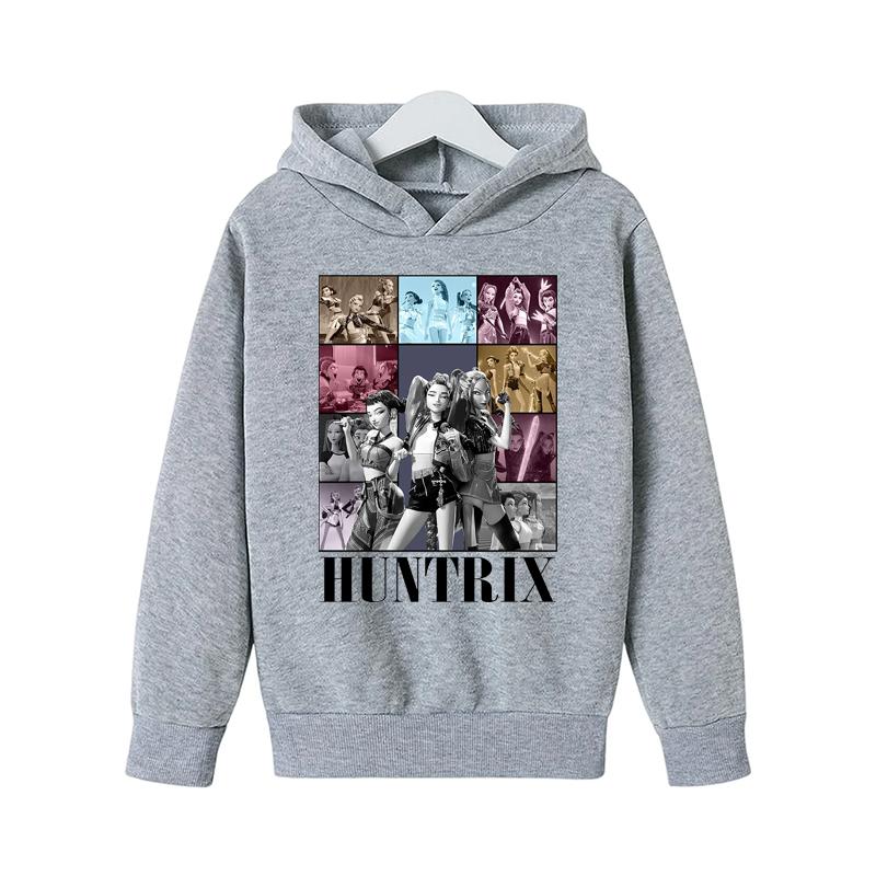 Autumn Kids Long Sleeve K-Pop Demon Hunters Hoodie, Soft Fleece Sweatshirt, Warm Casual Outerwear for Boys and Girls