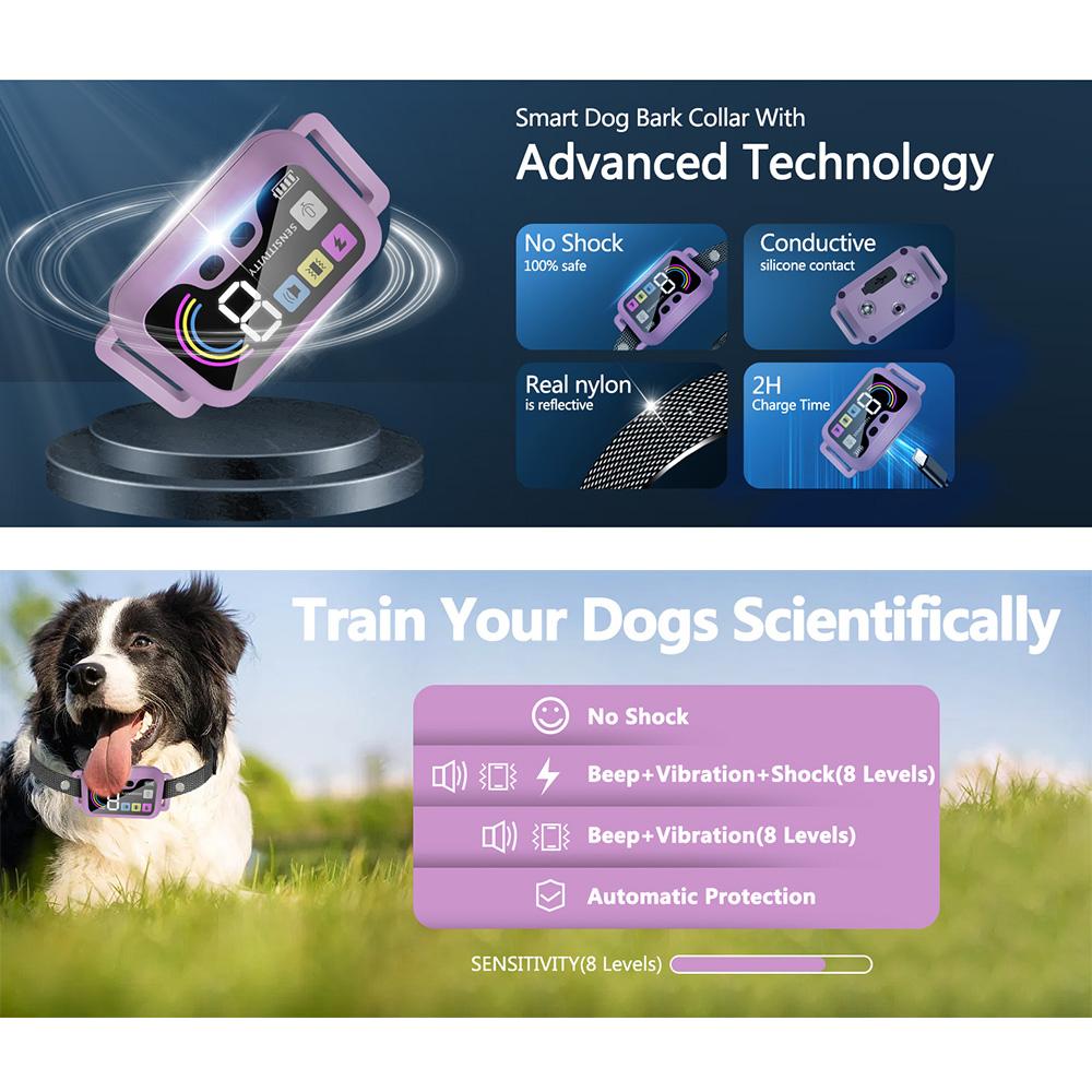 Köpekler için Köpek Eğitim Cihazı Bark Yaka Renkli Ekran Akıllı Köpek Eğitmeni Su Geçirmez IP67