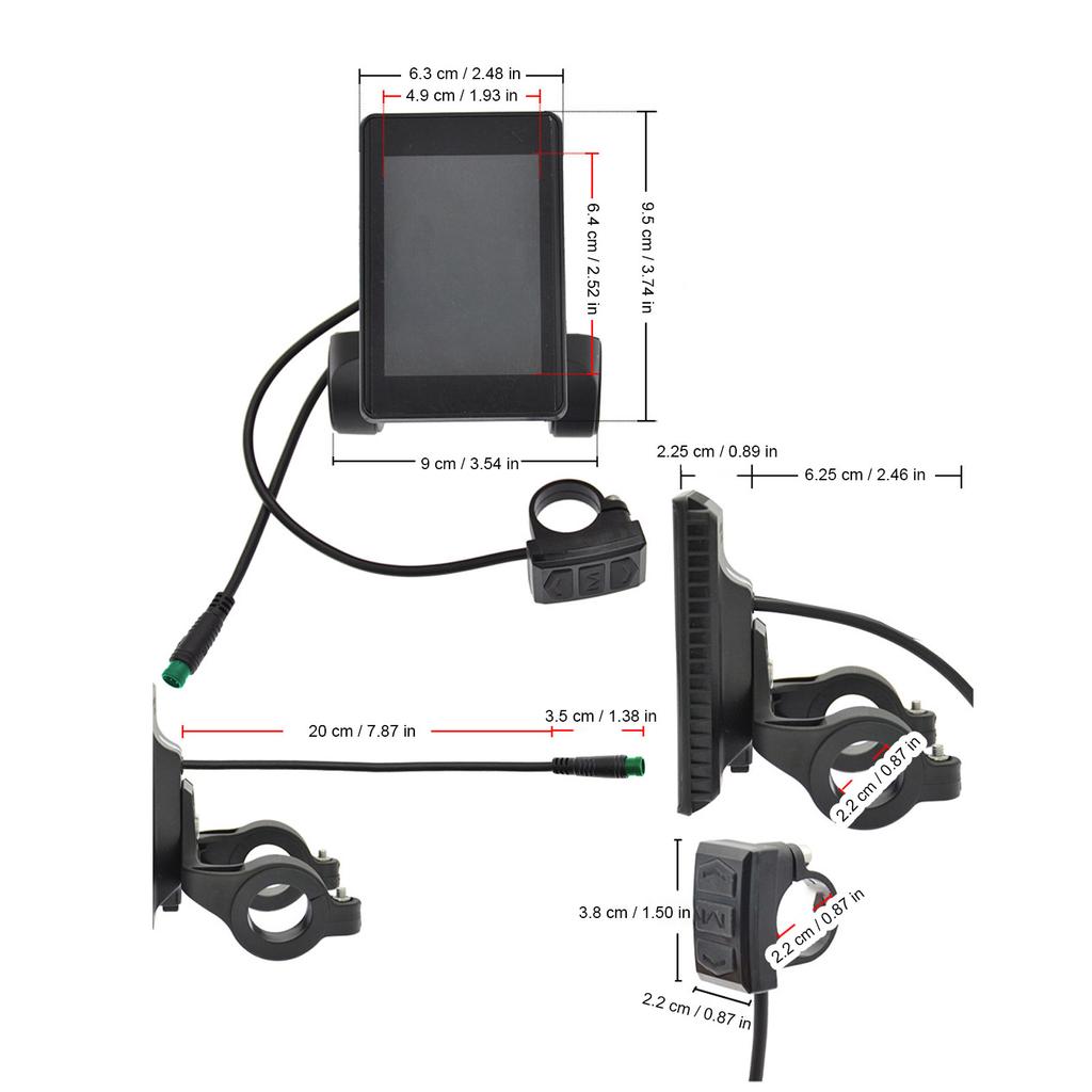 Electric Bike X1 Five-Pin Waterproof Connector Color LCD Instrument Panel Bicycle Scooter LCD Speed Display 24V/36V/48V
