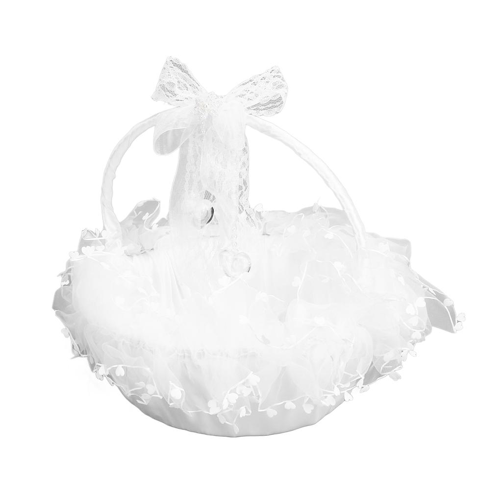 Blumenmädchenkorb Eleganter Stil Tragbar Langlebig Spitzenmaterial Breite Anwendung Hochzeitskorb für Hochzeitsfeier