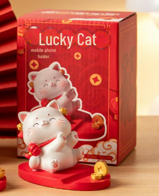 Adorable Lucky Cat Phone & Tablet Stand - Creative Cartoon Desktop Holder Ornament & Gift for Couples