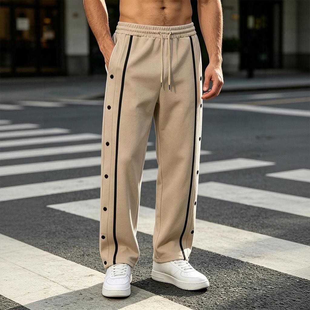 Pantalones Deportivos Casuales para Hombre, Rectos Holgados con Botón, Tallas Grandes, Pantalones de Otoño