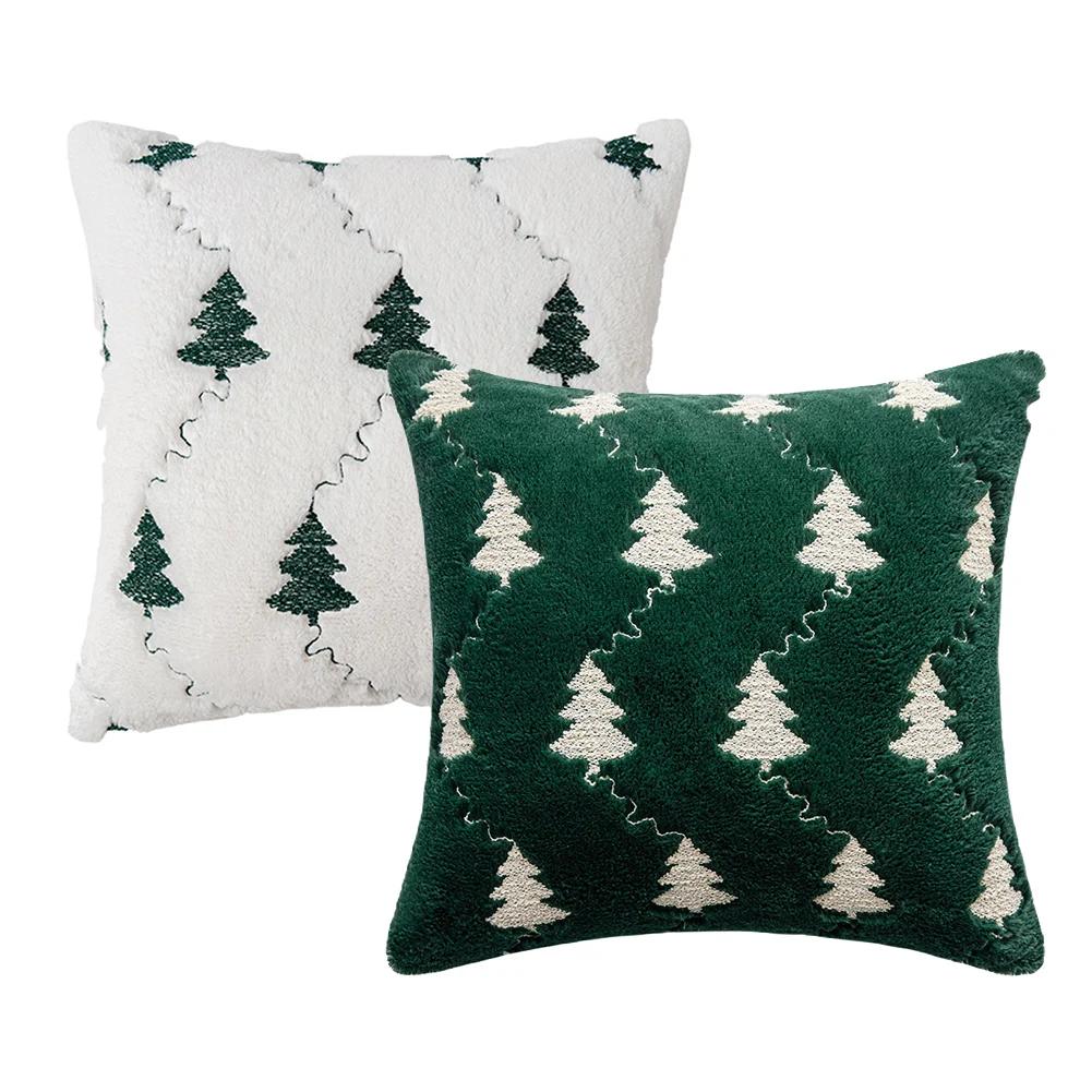 Para cama para sala de estar decoração de natal travesseiro árvore de natal fronha aconchegante noites quadradas capa de almofada