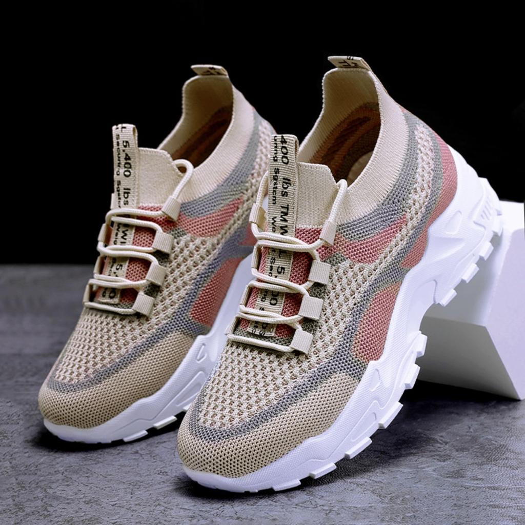 Ladies' Casual Sports Shoes, Oversized Lightweight Soft Soled Sports and Leisure Shoes, Comfortable Non Slip Walking Shoes, Lace Up Running Shoes