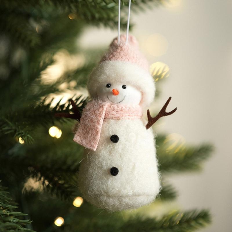 Seasonal Display Character Ornament, Soft Fabric Snowman Tree Decoration with Loop for Shelf Wreath and Winter Indoor Use