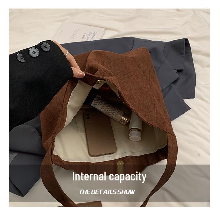 2024 Retro Suede Tote: Large Capacity Shoulder Bag for Work & Commute