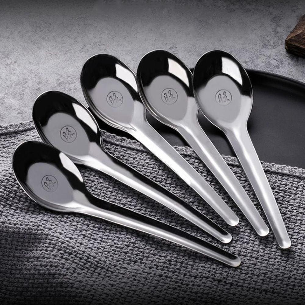 

5/10pcs Flat Watermelon Cutlery Long Handle Adult Student Spoon Eating Soup Rice Spoon Restaurant 5 PCS