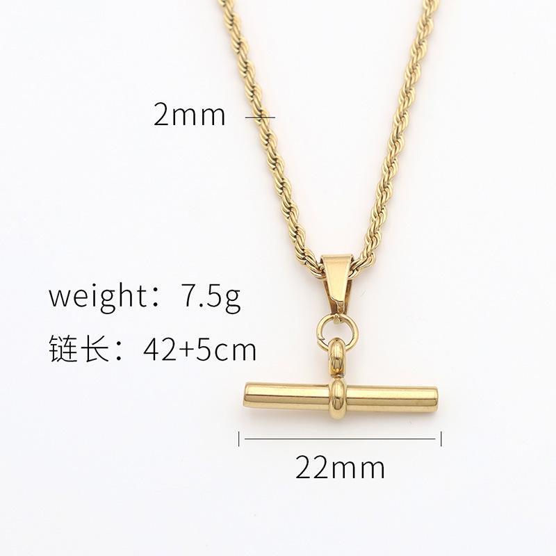 Hip-Hop 18K Gold Nischen Anhänger Schmuck Damen Persönlichkeit Trend Titanstahl T-förmiger Anhänger Halskette