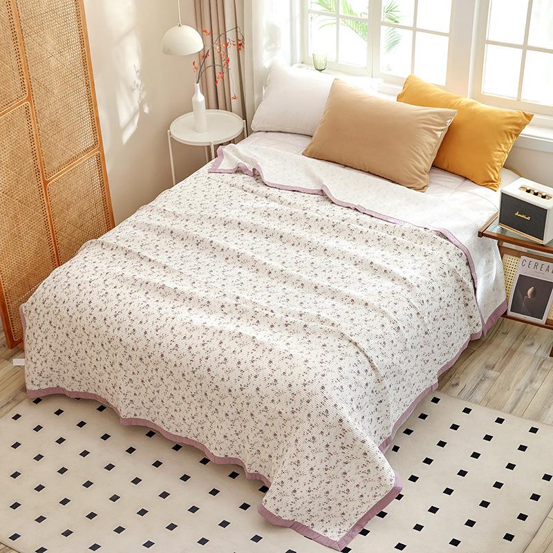 

Вафельное одеяло из чистого хлопка с цветочным рисунком - Летнее прохладное одеяло для односпальных и двуспальных кроватей 200x230 cm