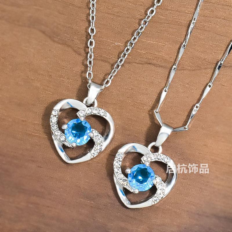 Love Necklace Women'S Premium Light Luxury Simple Inlaid Zircon Eternal Heart Pendant Valentine'S Day Gift