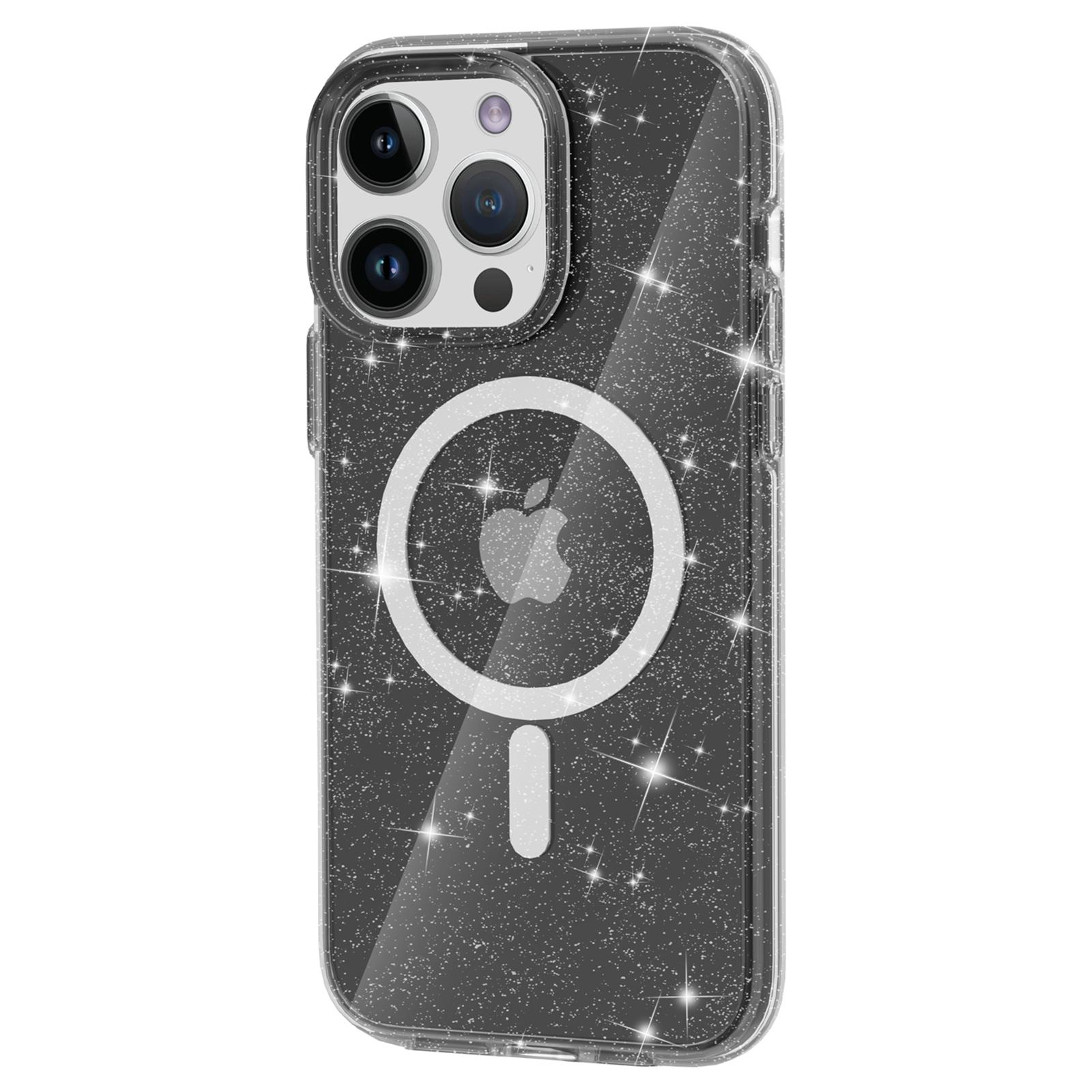 

Glitter Case for iPhone 15 Pro,Hard PC+Soft TPU Compatible with MagSafe Anti-drop Phone Cover Black