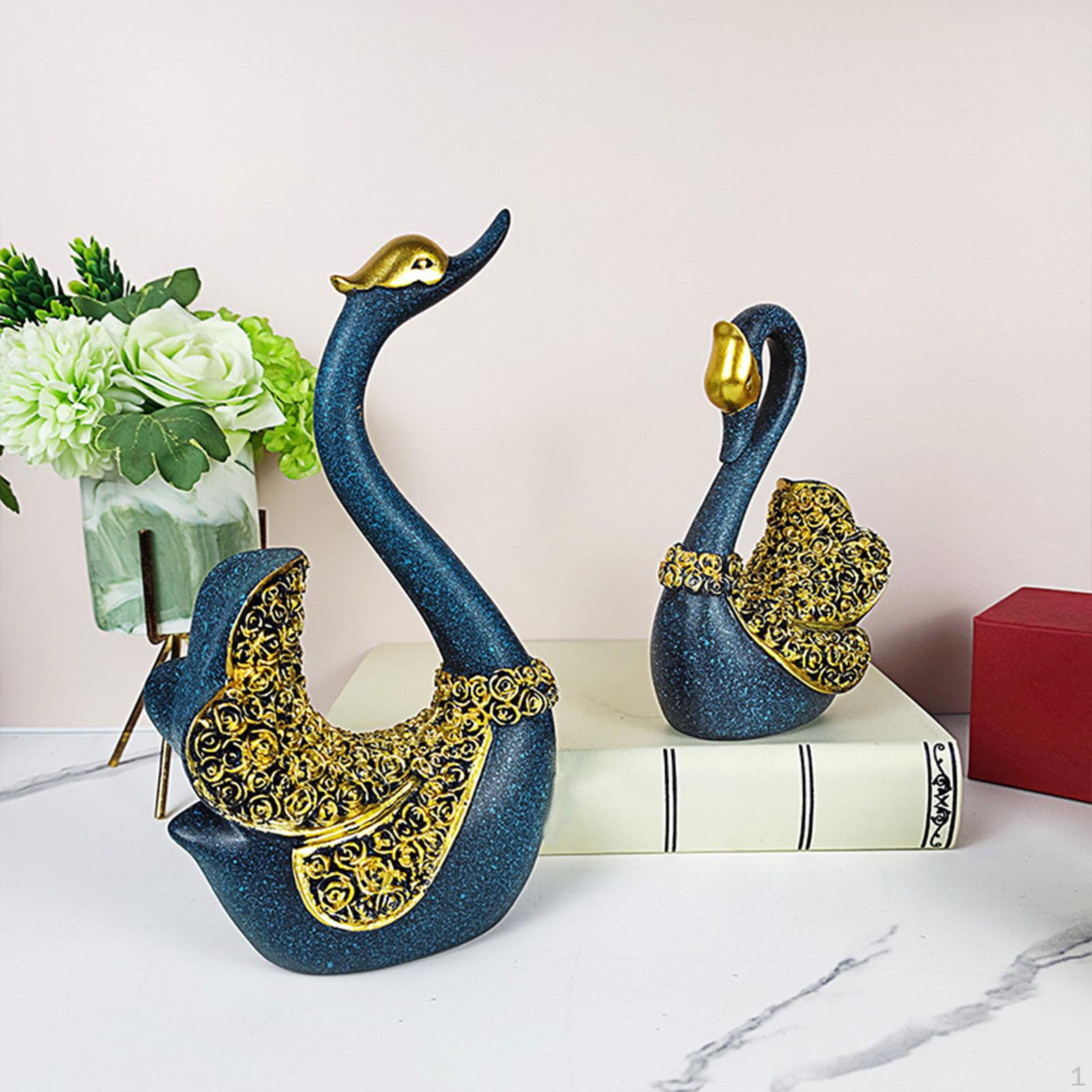 

2 Pcs/ Ornaments Swan Animal Collection Figurine Decor синій