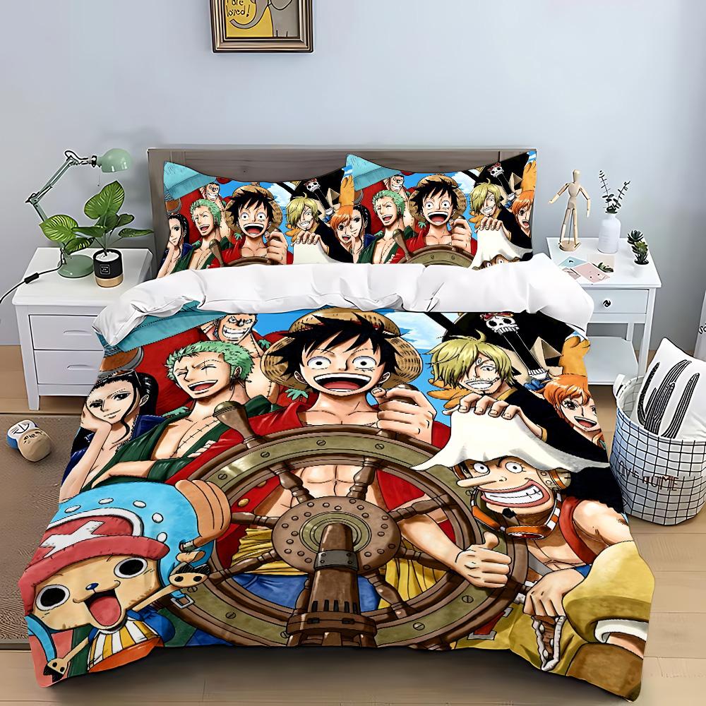 Anime Duvet Pillowcase Bedding Set Adult Boy Girl Bedroom O-One P-Pieces Decoration Children Gift Single Double Large Size