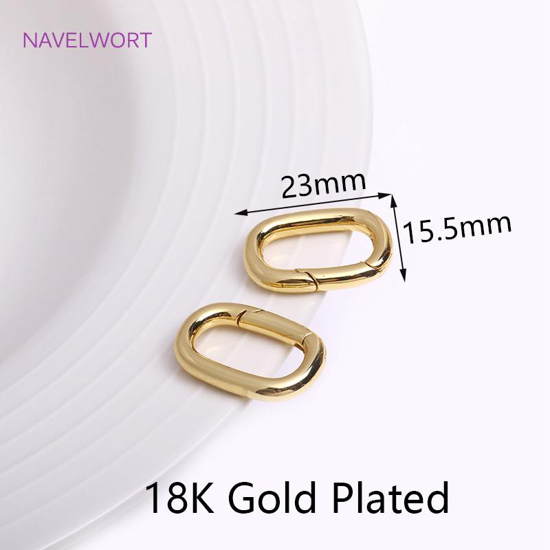 Trendy Gold Plated Brass Heart/Oval Push Clasp Carabiner Spring Clasps For DIY Handmade Jewelry Making Accessories