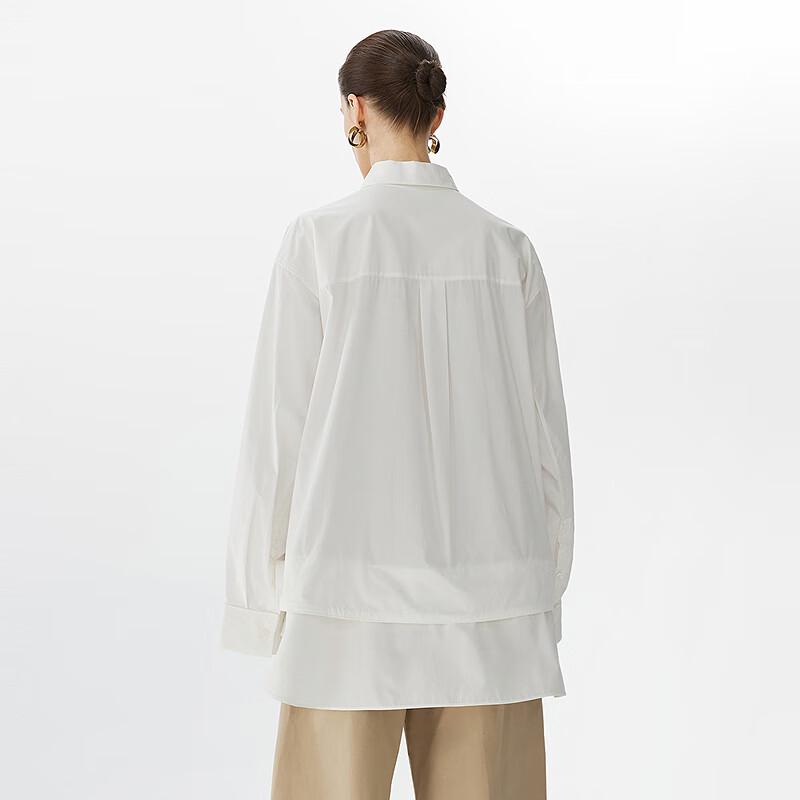 JNBY Women's Pleated Cotton Oversized Long Sleeve Shirt