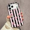 For Iphone 16 Pro Max Matte Semi Striped Bow Phone Case For IPhone 16e 15 14 13 12 11 Pro 16 Plus Air Cover Funda