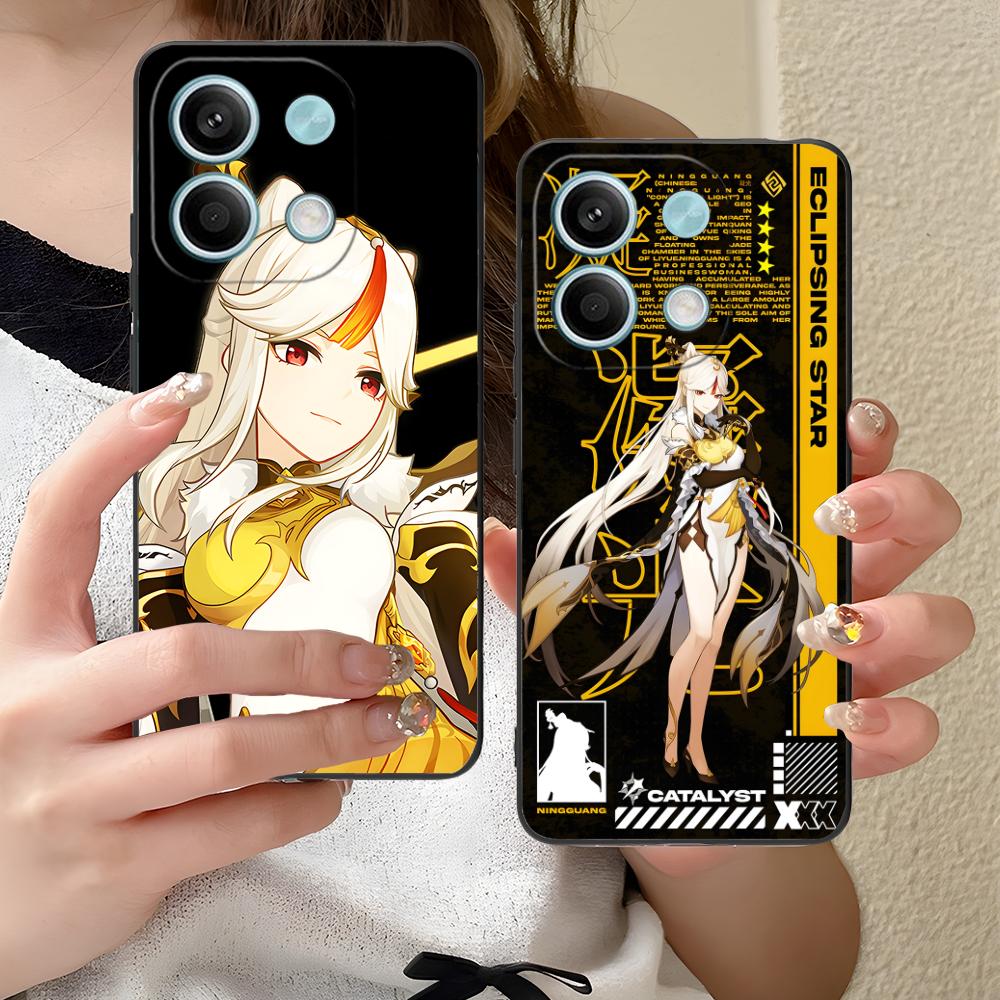 Game GI Ningguang Matte TPU Mobile Phone Case for Xiaomi Redmi Note 14 13 12 11 S Pro Plus 4G 5G Colorful Printing Cover