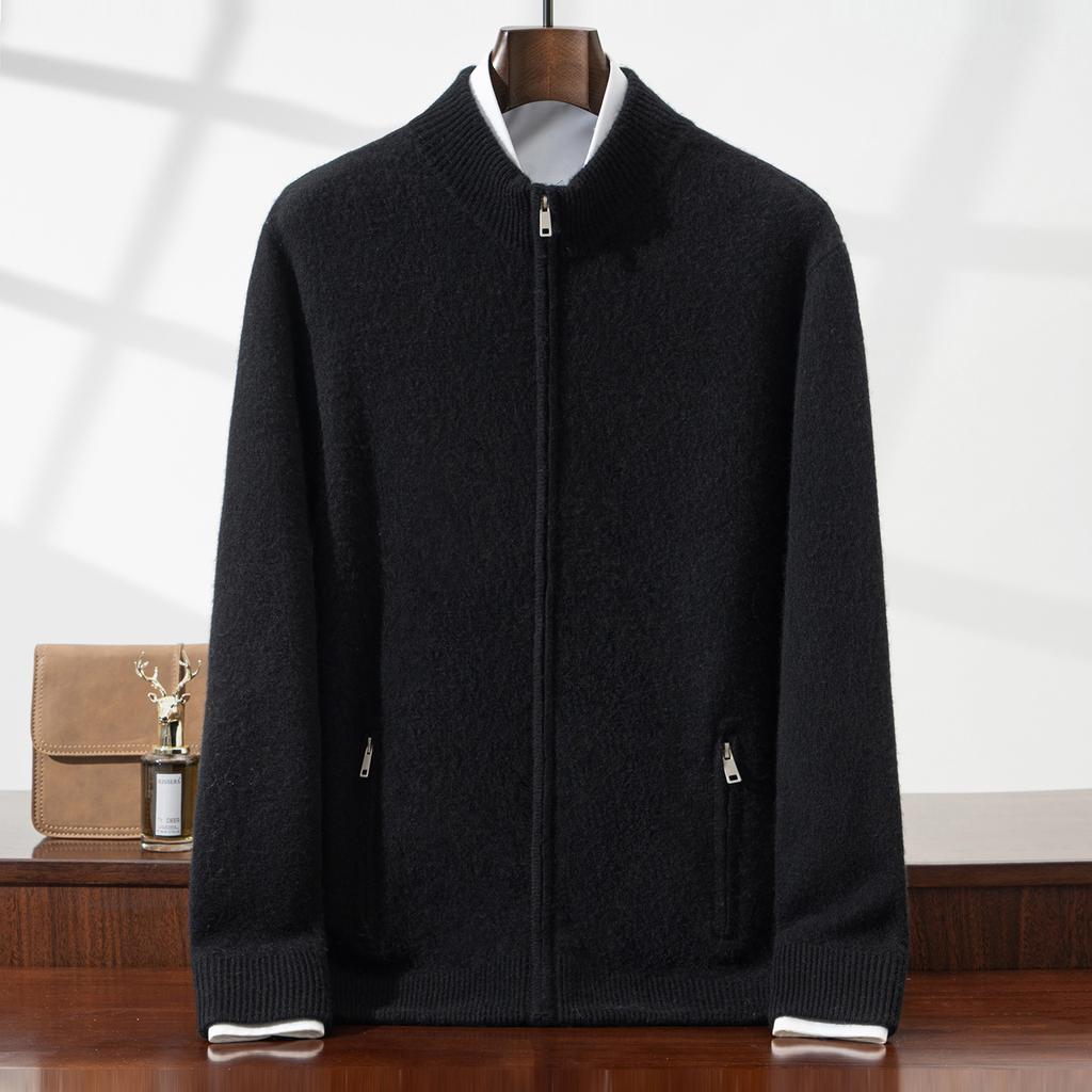 New baby small cashmere air layer cardigan knitted thickened semi-turtleneck sweater wool sweater