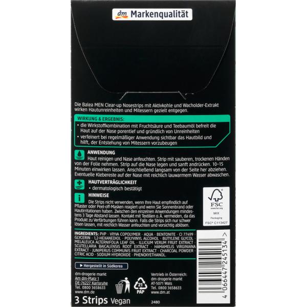 Germany DM Balea Balea Men Clear Up Nose Pack 3st