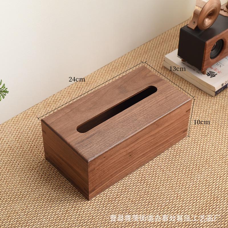 Black Walnut Solid Wood Tissue Box - Living Room Desktop Napkin Holder