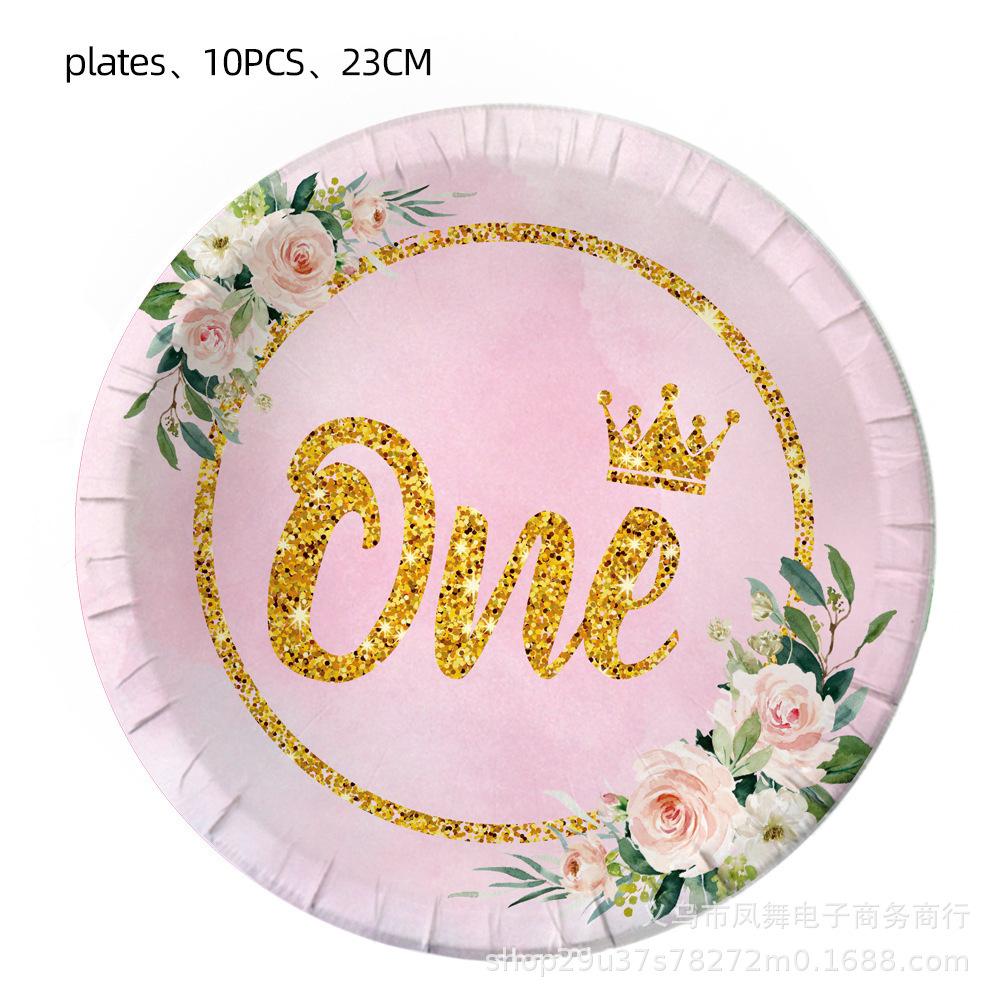 Pink Princess Style My 1St Birthday Party Supplies Paper Plates Paper Cups Paper Tissue Girls Birthday Party Ornaments