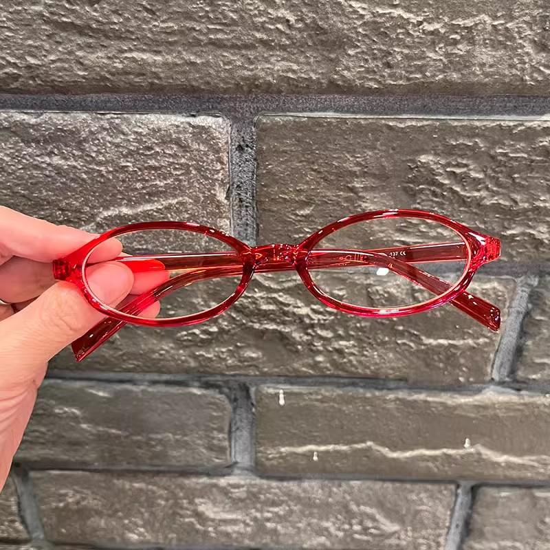 1/2/3pcs Y2K Vintage Small Oval Glasses Girls Style Red Green Frame Glass Eyewear Decorative Outdoor Anti-blue Eyeglasses Gifts