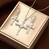 3 Pcs/Set New Fashionable And Minimalist Cross Heart Pendants Earrings Necklaces Jewelry Sets Women's Party GiftsTrendy Jewelry