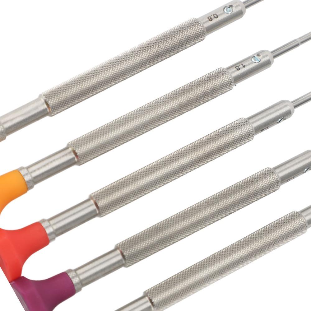 5Pcs Micro Mini Precision Screwdriver 5 Blades Non-slip Watch Repair Kit Boxed Cross & Flat Screw Driver Set Strap Disassembly