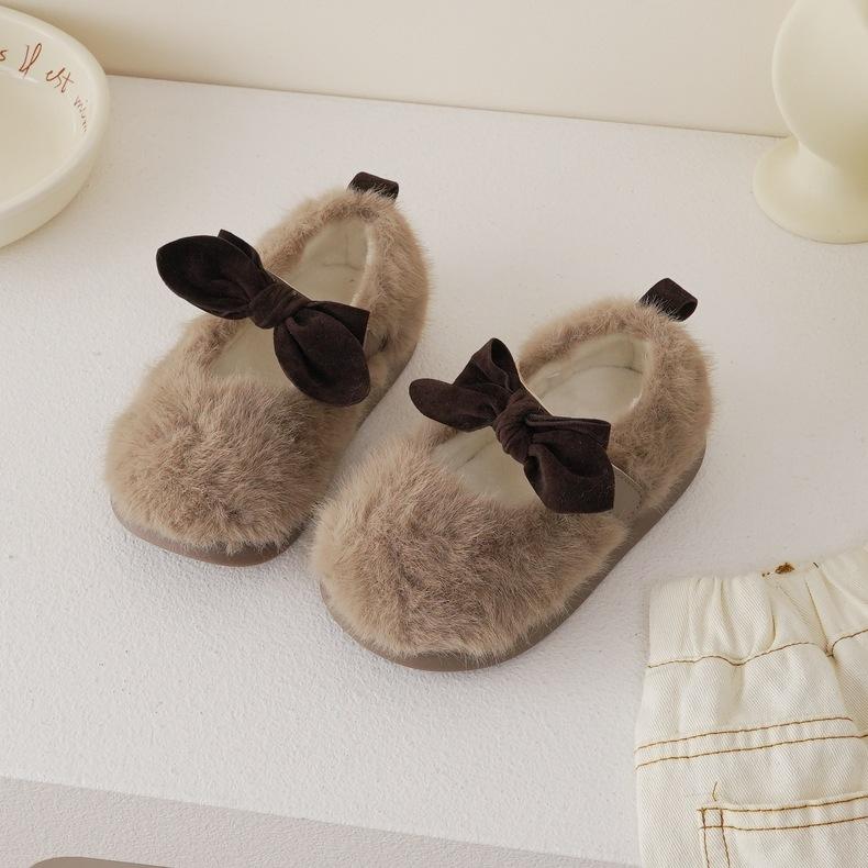 

ins нишевые детские хлопковые туфли [бархатные кроссовки] осень и зима для мальчиков и девочек ретро милые мягкая подошва бархат 239036 23 света кофе