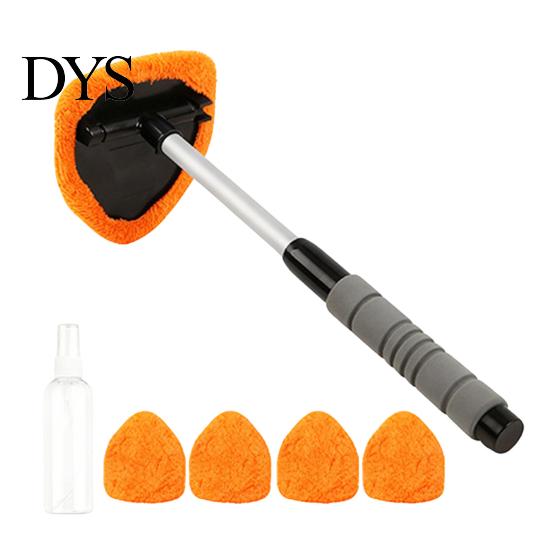 Automotive Glass Cleaner Brush Cleaning with Telescopic Handle 26-41cm Multi-Functional Microfiber Car Window Rain Fog Remover Tool for Defrosting