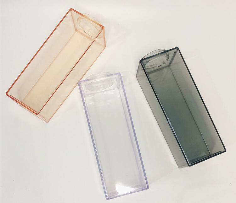 Custom Eco Friendly 500ml 1L Milk Carton Plastic Water Bottle clear Transparent square Acrylic Plastic Tumbler Cups in Bulk 500ml чёрный