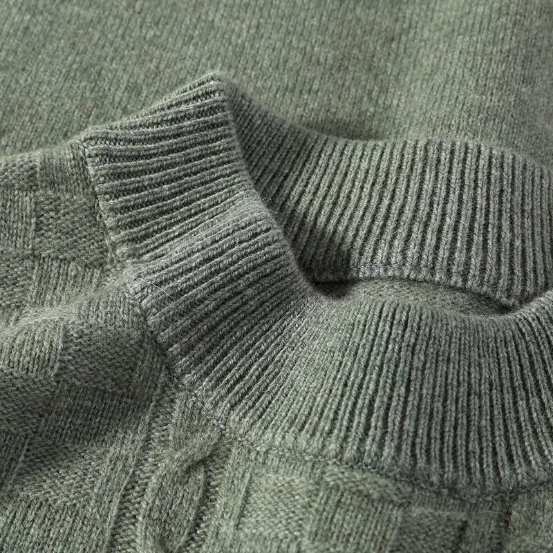 JOW Men's Jacquard Merino Wool Blend Pullover Sweater