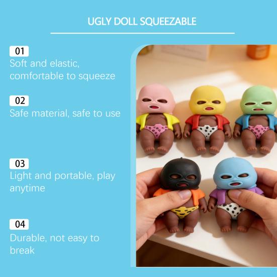 Babies Stress Relief Toy with Face Guard Coat Underwear Soft Stretchy Anxiety Relieving Baby Squeeze Toy Hand Relaxation Stress Ball Fidget Toy