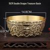 Copper Double Dragon Treasure Bowl: Wealth-Attracting Ornament for Home or Shop.