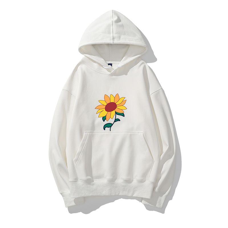 Kawaii Mikina Estetická Sun Flower Kapsa Stejný odstavec Neformální Volné mikiny Anime Karton Roztomilý potisk