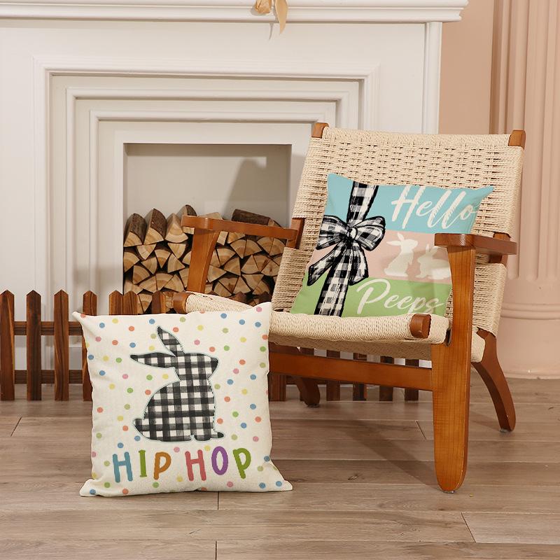 New Polka Dot Cartoon Rabbit Pillow Case Holiday Decoration Easter Pillow Linen Stain-resistant Sofa Pillow
