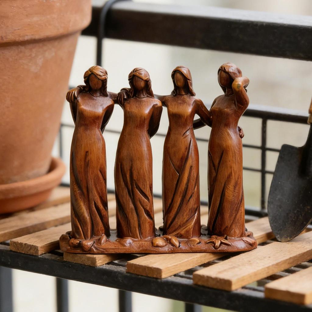 Woman Statue Resin Sisters Ornament Sculptures Home Decor for Display Desk Bedside Workplace Living Room Tea Table Dorm