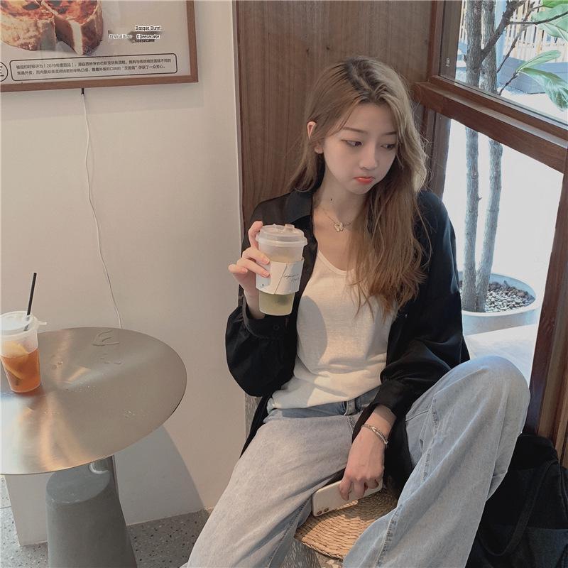 Spring Women's Loose Drape Ice Silk Shirt - Plus Size Long Sleeve Sun Protection