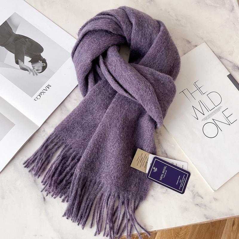 Luxury  Wool Scarf Women Solid Winter Cashmere Handkerchief Warm Pashmina Female Lady Shawl Hijab Soft Bufanda Bandana Stole