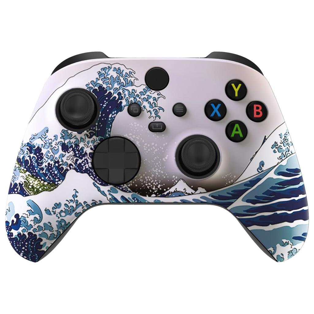 eXtremeRate Replacement Face Shell with ASR Version Custom Front Cover Faceplate for Xbox Core and Xbox Series X S Great Ring, & [The Wave]