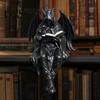 Donkere Opvallende Beeldje Gotische Fantasy Lezend Figuur, Mysterieuze Figuur met Kap Beeldhouwwerk, Hars Beeldhouwwerk Zittende Magere Hein Standbeeld voor Boekenkast,