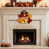 Thanksgiving Wooden Sign, Turkey and Pumpkin Welcome Wall Hanging Decor with Give Thanks, Rustic Farmhouse Fall Harvest Decoration for Front
