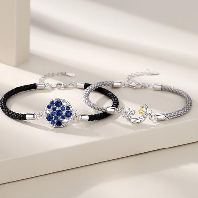 Star and Moon Accompany Couple Bracelet A Pair of Couple Hand Rope Niche Design Valentine's Day Commemorative Gift