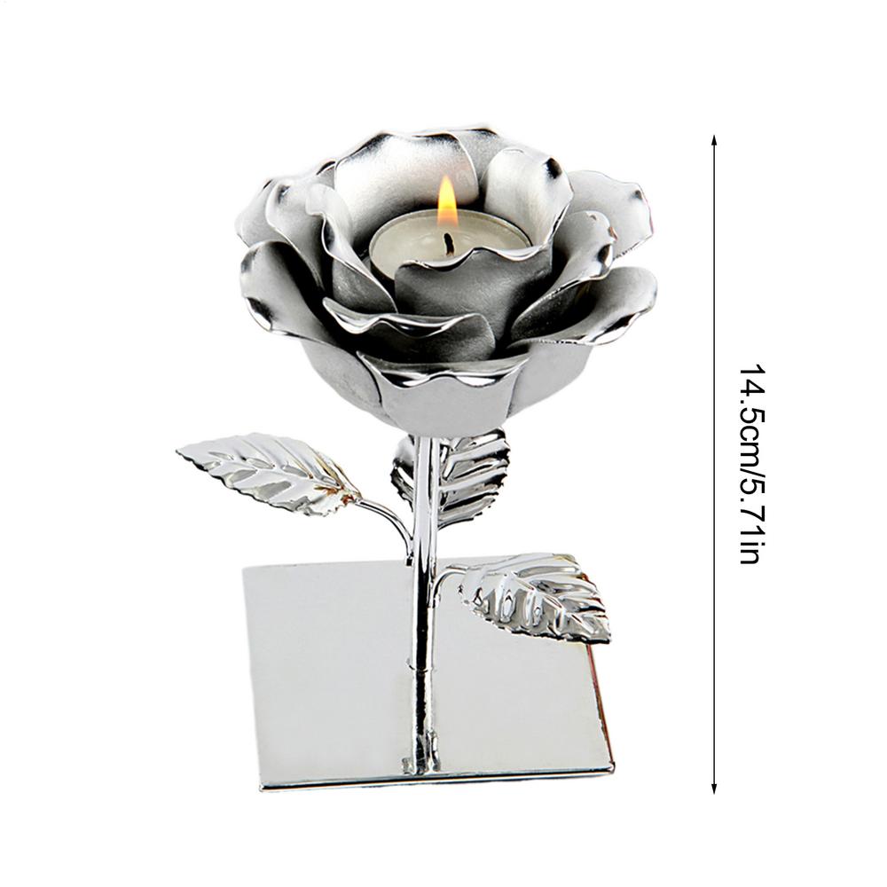 Romantic Rose Candle Holder With Base Rose Tea Lights Candle Holder Creative Iron Candle Cup Centerpiece for Home Anniversaries